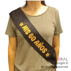 BANDA MIS 60 AOS NEGRO Y ORO x 5 UNIDADES